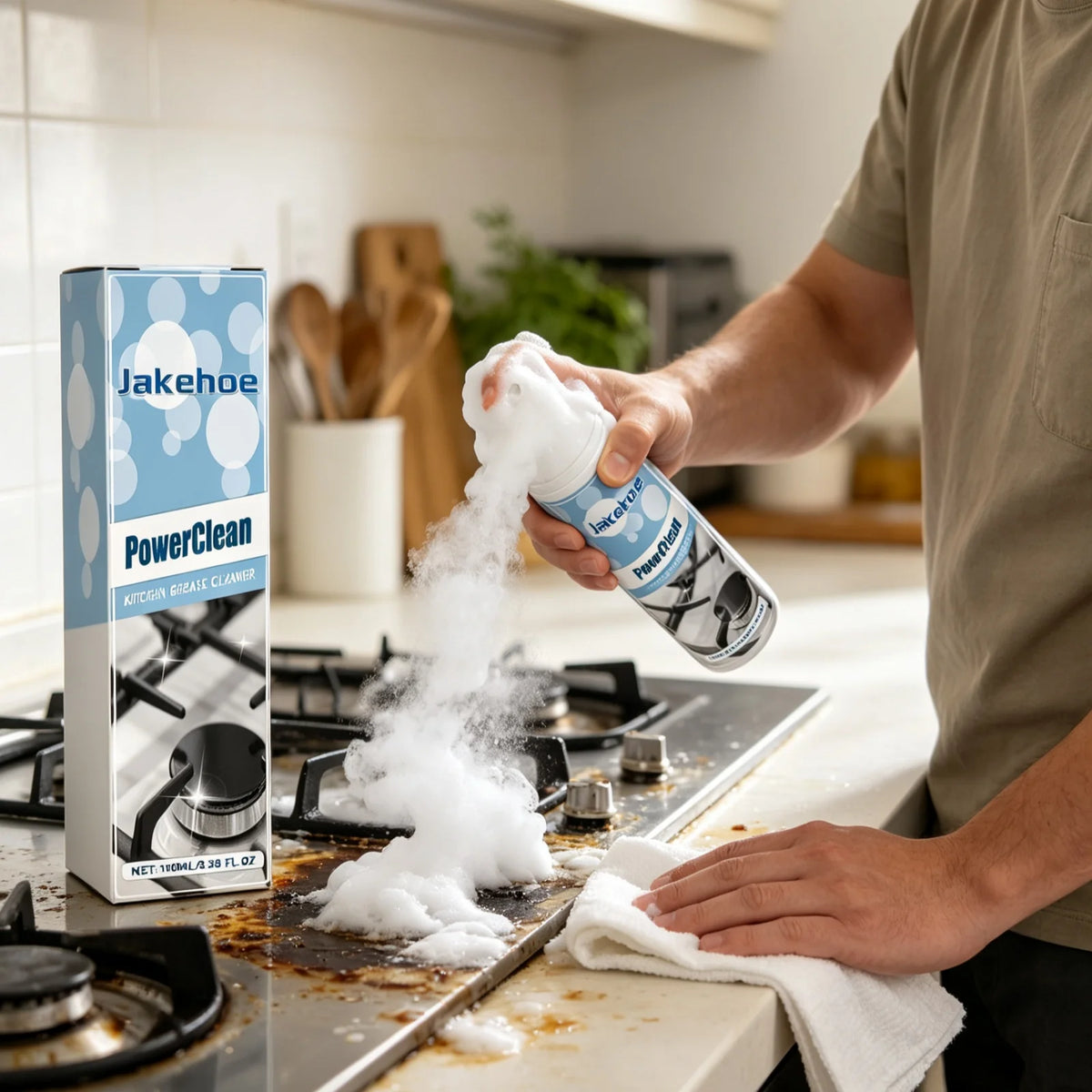 Jakehoe Kitchen Foam Degreaser Fast Penetration Dissolving Stains No Residue Restore Brightness Stubborn Oil Stain Remover 100ml