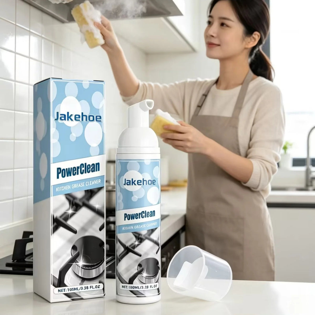 Jakehoe Kitchen Foam Degreaser Fast Penetration Dissolving Stains No Residue Restore Brightness Stubborn Oil Stain Remover 100ml