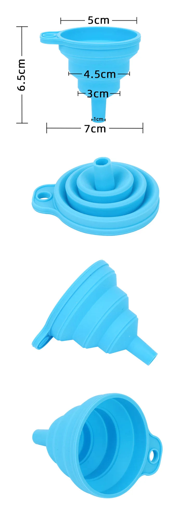 3 PC Silicone Collapsible Foldable Funnel Household Kitchen Cooking Tools Portable Wine Mini Portable Oil Pot Funnel