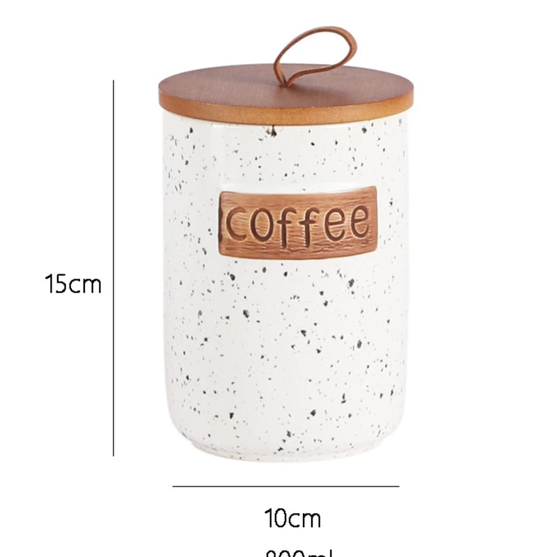 Ceramic Airtight Coffee Bean Jar Food Grade Moisture Proof Canister Kitchen Countertop For Coffee Lovers Christmas Gift Elegant