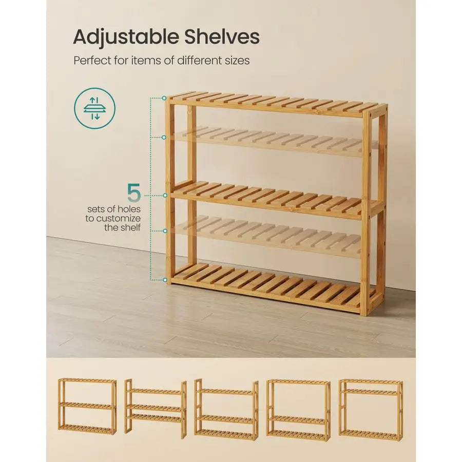 Bamboo Bathroom Shelf, 3Tier Adjustable Plants Rack, WallMounted or Stand, in the Living Room, Balcony, Kitchen, 5.9 x 23.6 x 21