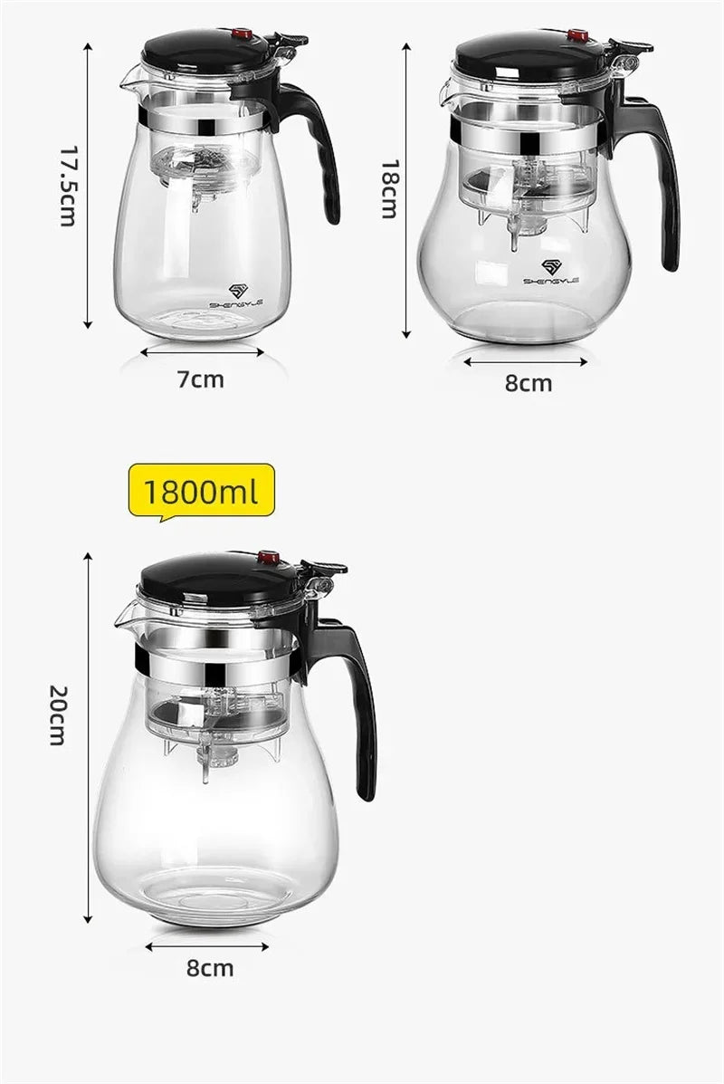 500ml-1800ml Glass Teapot Borosilicate Glass Split Type Teapot Heat Resistant Glass Teapot Tea Part Gift Idea Household