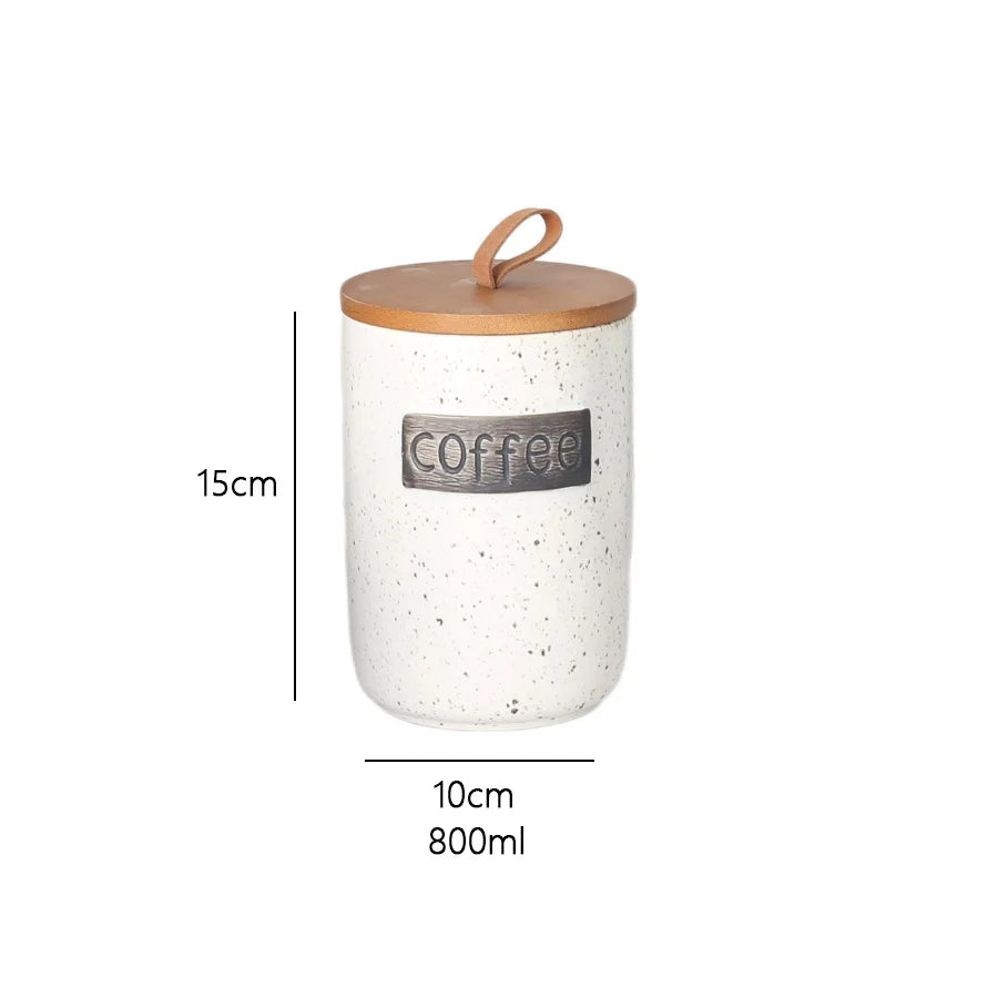 Ceramic Airtight Coffee Bean Jar Food Grade Moisture Proof Canister Kitchen Countertop For Coffee Lovers Christmas Gift Elegant