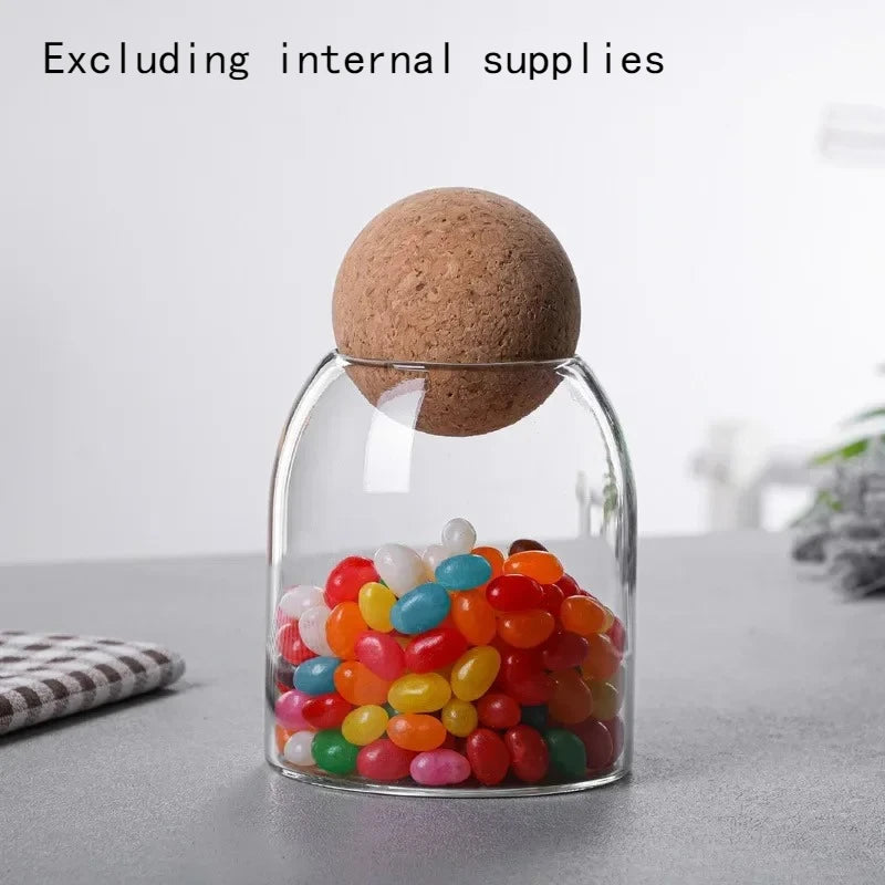 Sealed Jar Cork Stopper Glass Coffee Beans Dried Fruit Storage Box Kitchen Food Multigrain Storage Jar Creative Cork Tea Jar