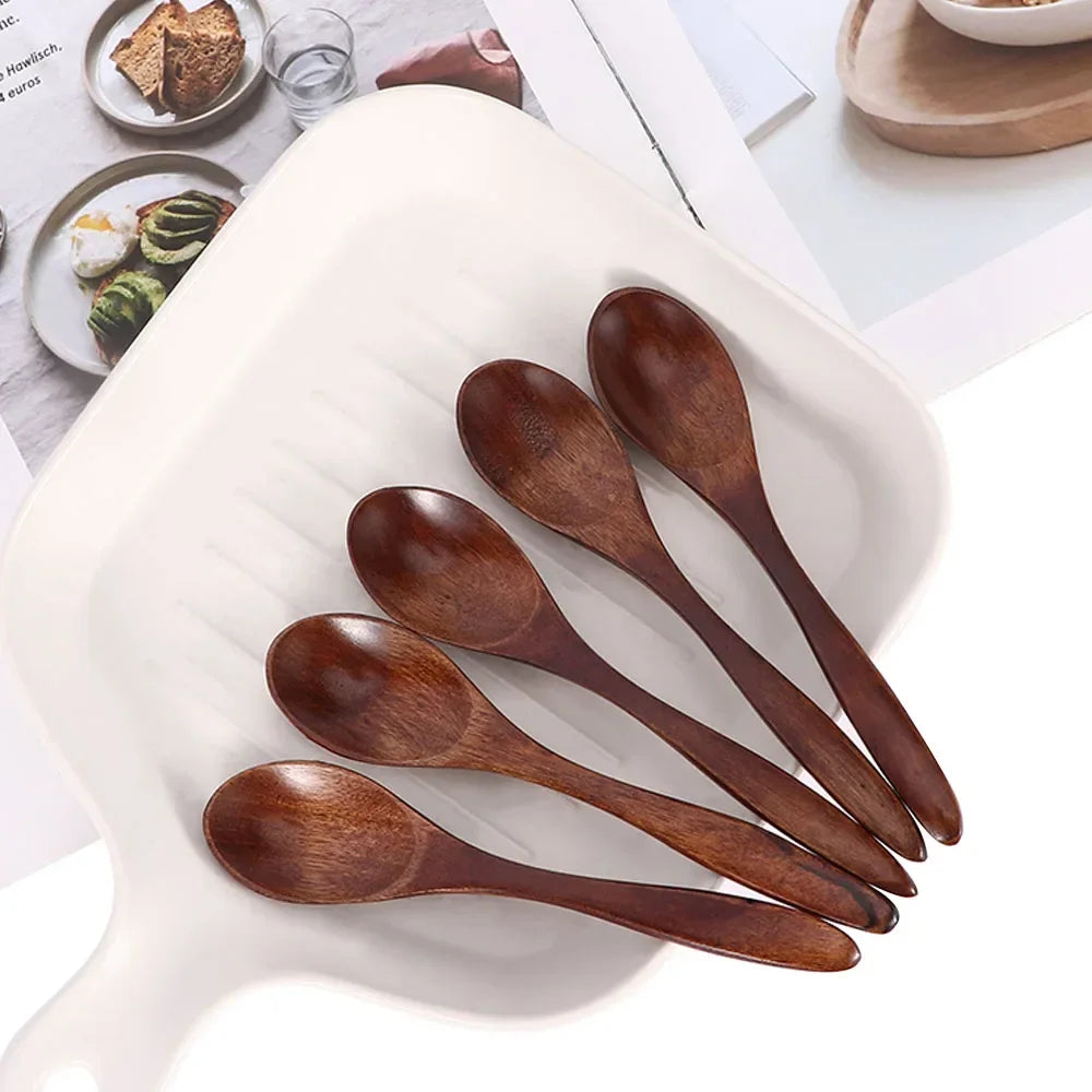 Natural Wood Spoon Bamboo Cooking Utensil Coffee Kitchen Teaspoon Tableware Accessories Spoon Teaspoons for Tea Stirring Spoons
