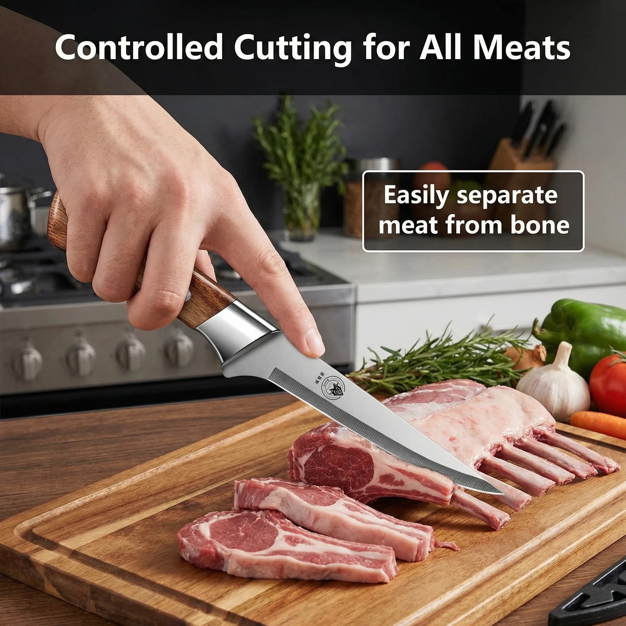 Upgraded Professional Boning&Butcher Knife Set–High Carbon Steel Multi-Functional Meat &Fillet Knife for Kitchen BBQ&Picnic Use