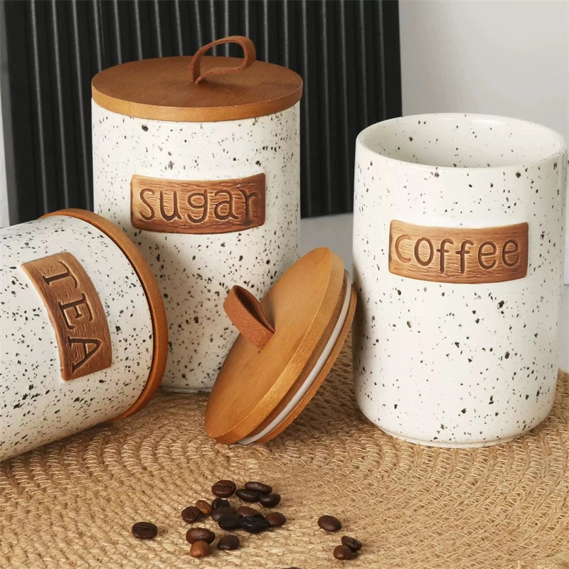 Ceramic Airtight Coffee Bean Jar Food Grade Moisture Proof Canister Kitchen Countertop For Coffee Lovers Christmas Gift Elegant