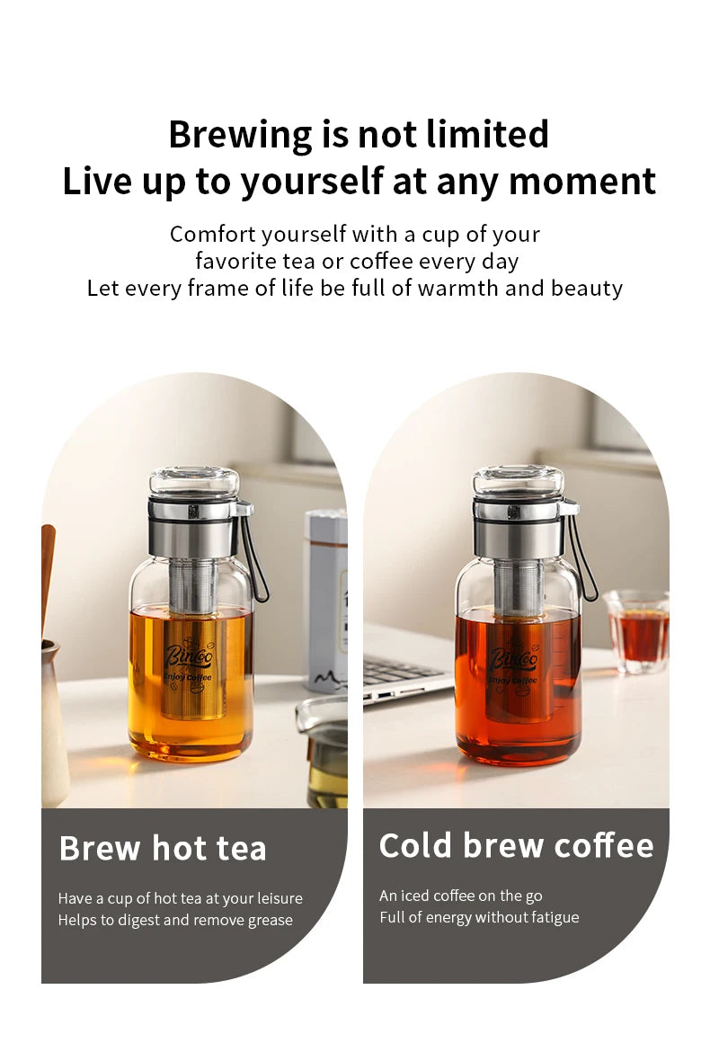 Bincoo Cold Brew Iced Coffee Maker Iced Coffee Maker Tea Infuser Airtight Cold Brew Pitcher Coffee Accessories Cold Brew System