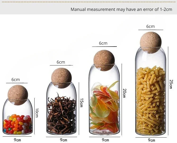 Sealed Jar Cork Stopper Glass Coffee Beans Dried Fruit Storage Box Kitchen Food Multigrain Storage Jar Creative Cork Tea Jar
