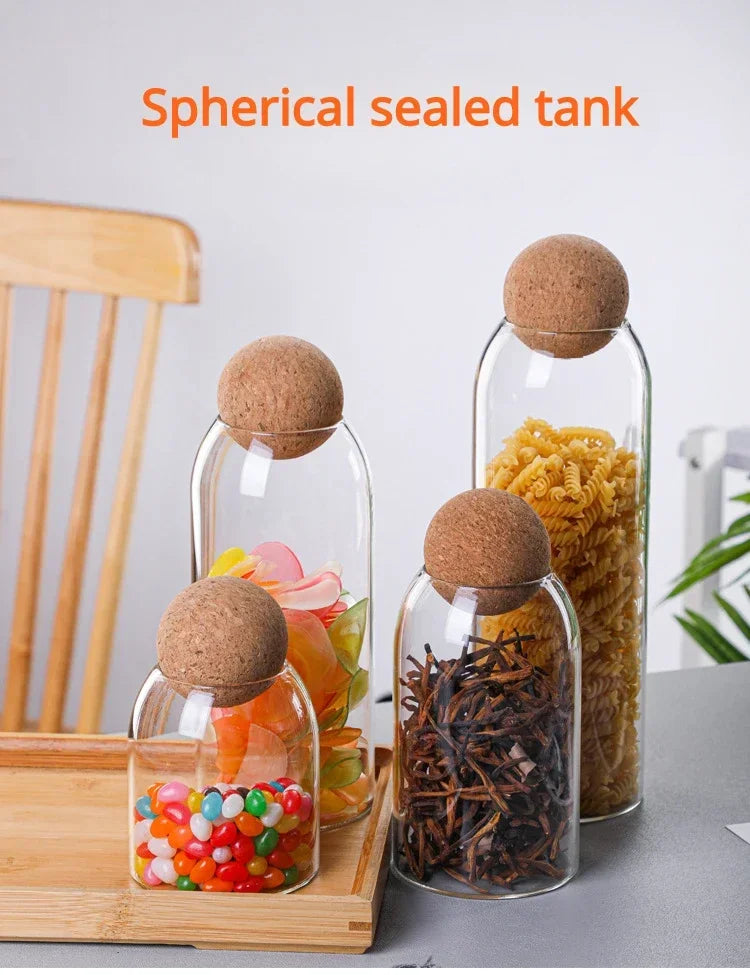Sealed Jar Cork Stopper Glass Coffee Beans Dried Fruit Storage Box Kitchen Food Multigrain Storage Jar Creative Cork Tea Jar