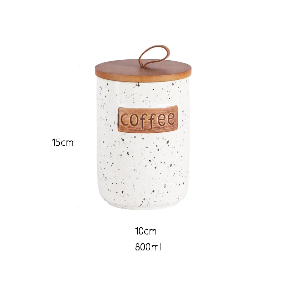 Ceramic Airtight Coffee Bean Jar Food Grade Moisture Proof Canister Kitchen Countertop For Coffee Lovers Christmas Gift Elegant