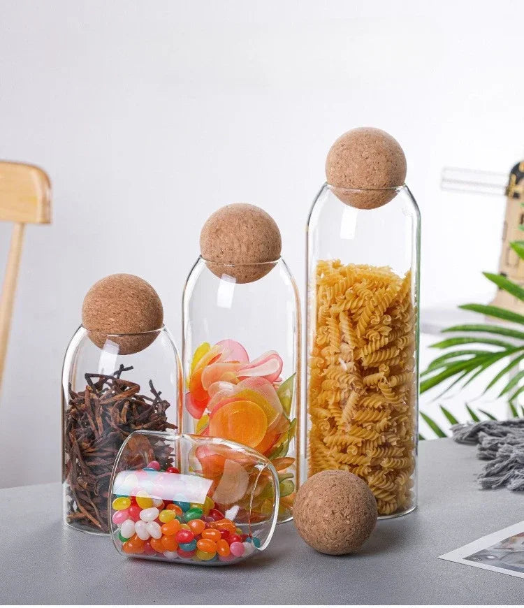 Sealed Jar Cork Stopper Glass Coffee Beans Dried Fruit Storage Box Kitchen Food Multigrain Storage Jar Creative Cork Tea Jar