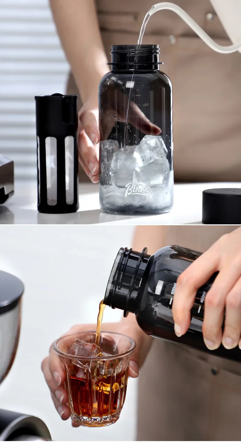 Bincoo 600ml Cold Brew Coffee Tea Maker with 300-Mesh Filter Leakproof Iced Drink Travel Tumbler BPA-Free Tritan Material
