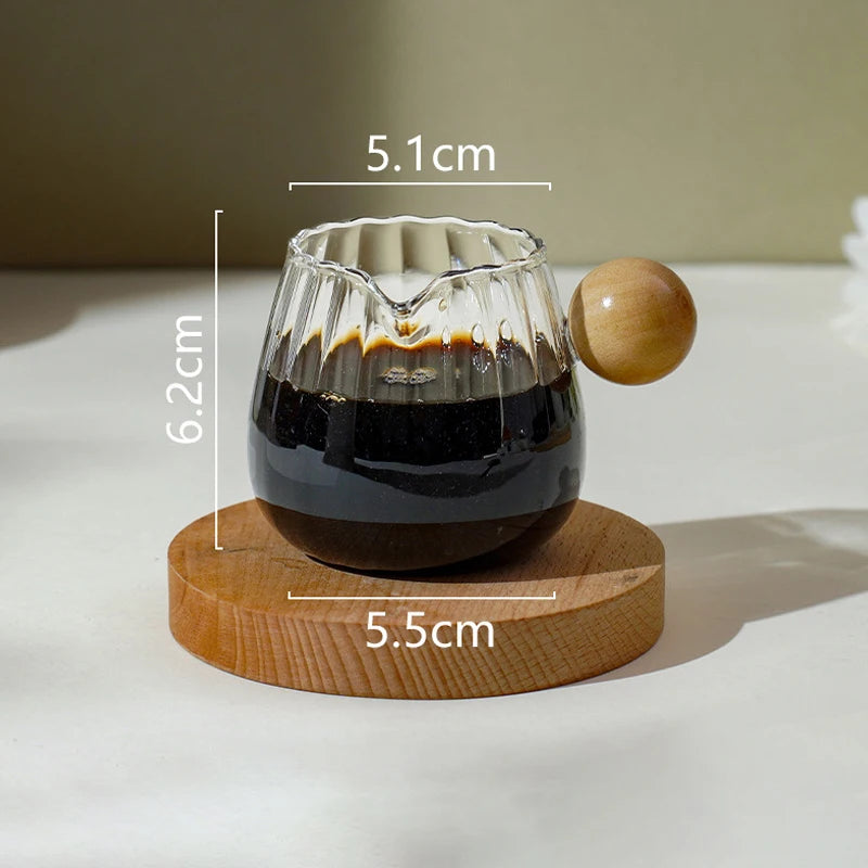 Coffee Milk Can 50/100/150ml Wood Handle Glass Espresso Measuring Cup