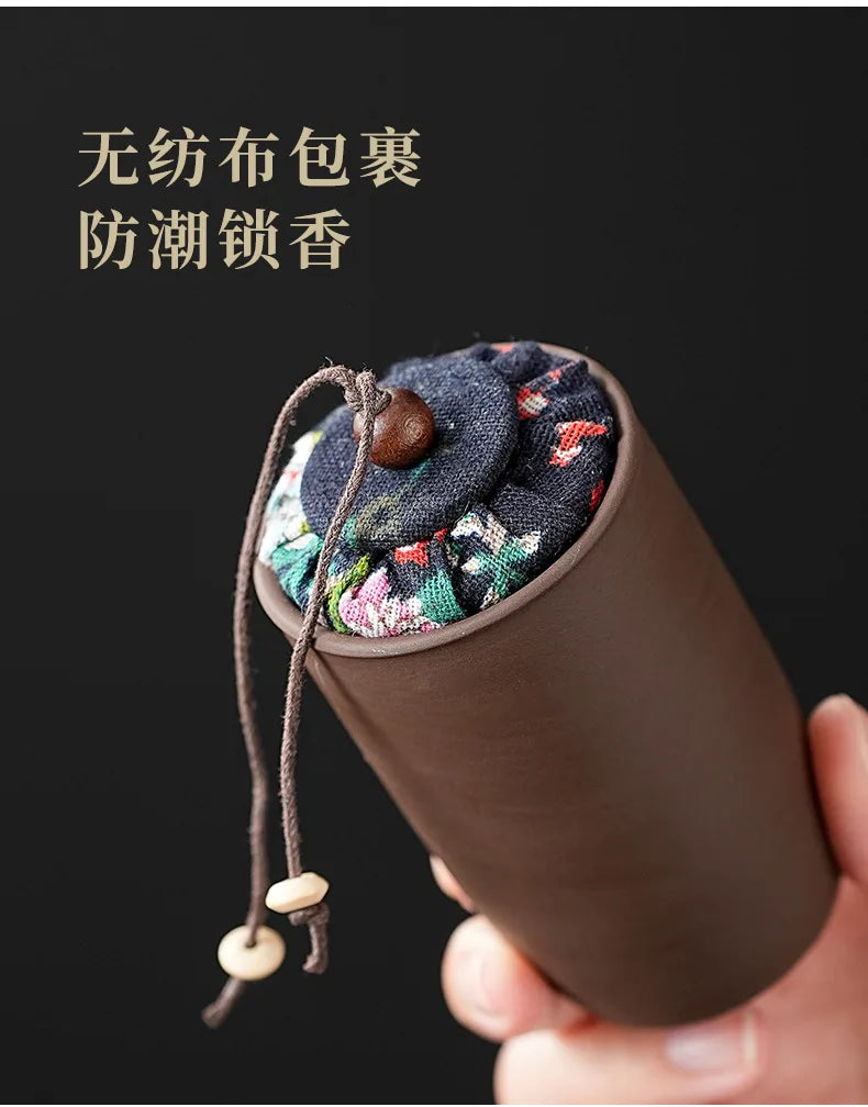 Purple Clay Travel Tea Set with One Pot And Four Cups Portable Outdoor Storage Quick Cup Kung Fu Style Small Gift Set