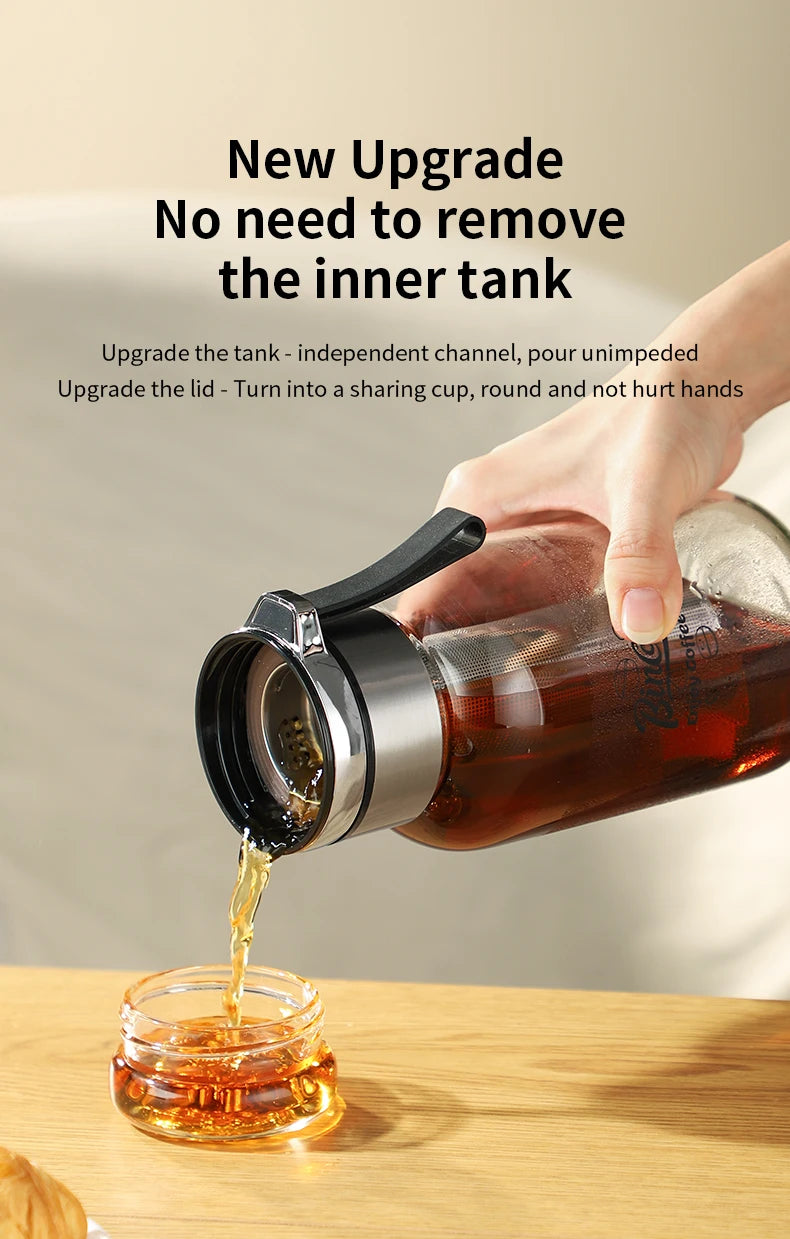 Bincoo Cold Brew Iced Coffee Maker Iced Coffee Maker Tea Infuser Airtight Cold Brew Pitcher Coffee Accessories Cold Brew System