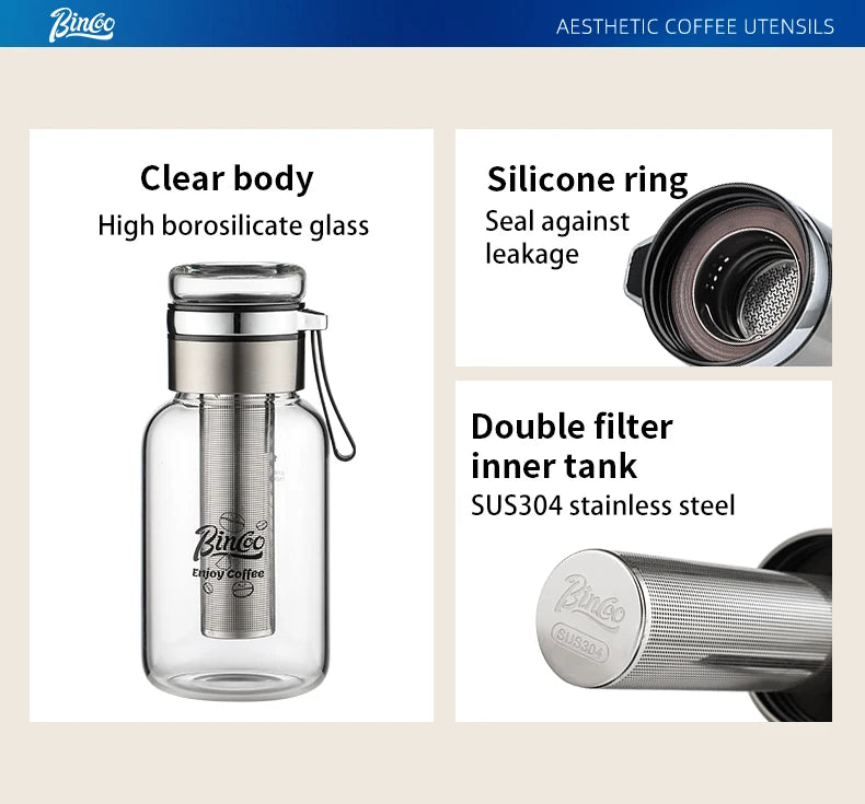 Bincoo Cold Brew Iced Coffee Maker Iced Coffee Maker Tea Infuser Airtight Cold Brew Pitcher Coffee Accessories Cold Brew System