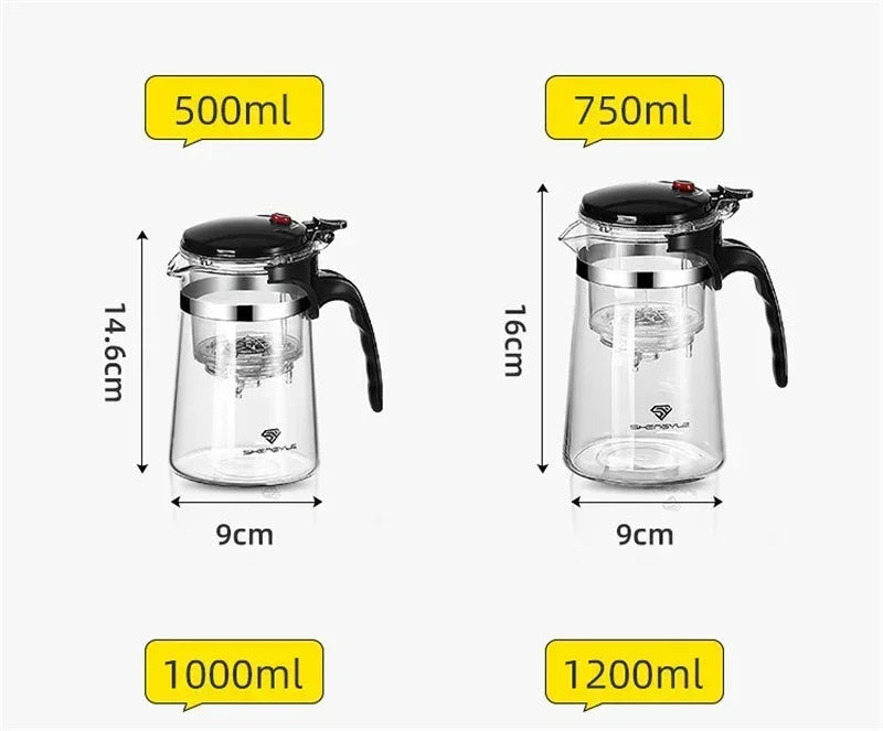 500ml-1800ml Glass Teapot Borosilicate Glass Split Type Teapot Heat Resistant Glass Teapot Tea Part Gift Idea Household