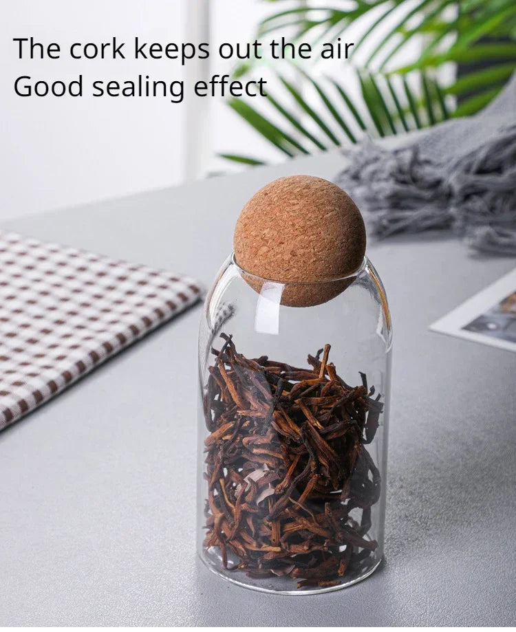 Sealed Jar Cork Stopper Glass Coffee Beans Dried Fruit Storage Box Kitchen Food Multigrain Storage Jar Creative Cork Tea Jar