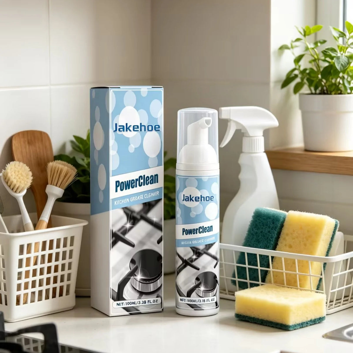 Jakehoe Kitchen Foam Degreaser Fast Penetration Dissolving Stains No Residue Restore Brightness Stubborn Oil Stain Remover 100ml