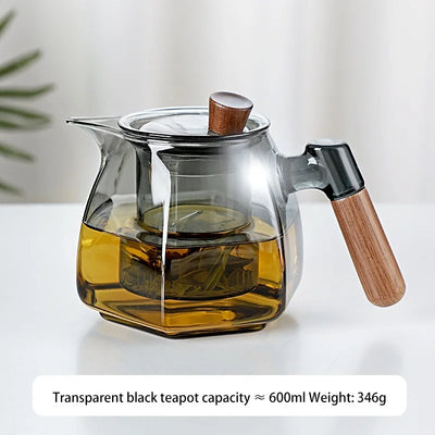 600ml Glass Teapot with Stainless Steel Tea Strainer High Heat Resistant Flower Kettle Kung Fu Tea Pots Teaware for Infusing Tea