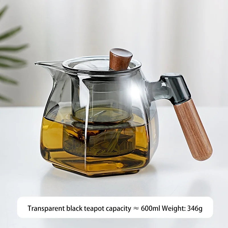 600ml Glass Teapot with Stainless Steel Tea Strainer High Heat Resistant Flower Kettle Kung Fu Tea Pots Teaware for Infusing Tea