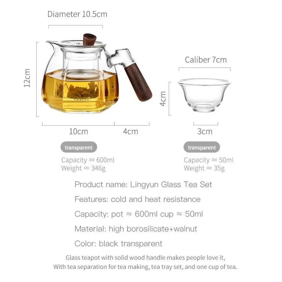 600ml Glass Teapot with Stainless Steel Tea Strainer High Heat Resistant Flower Kettle Kung Fu Tea Pots Teaware for Infusing Tea