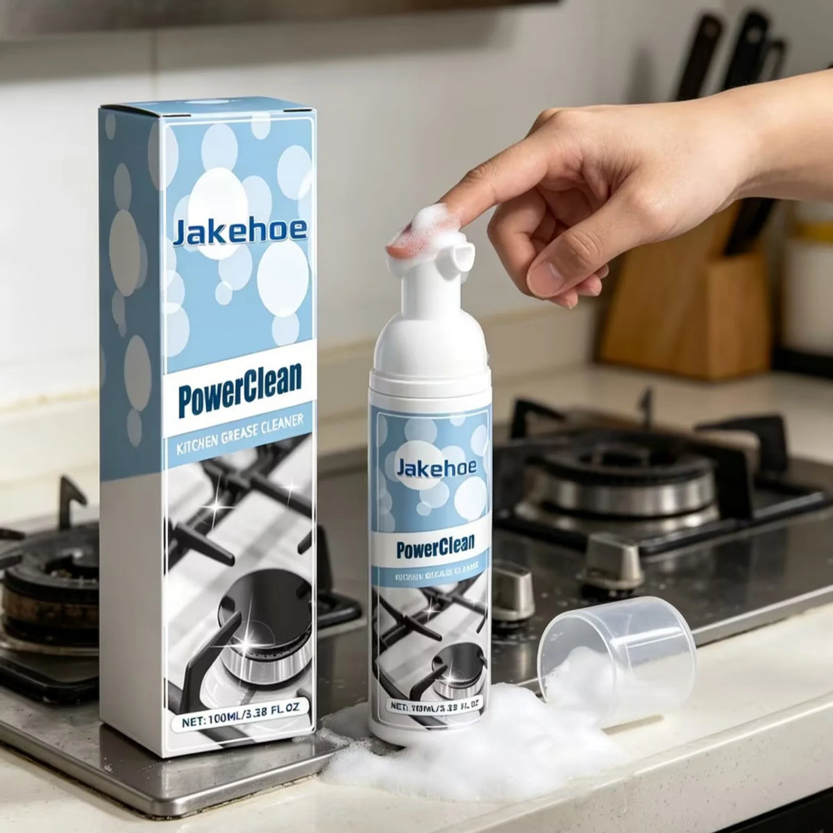 Jakehoe Kitchen Foam Degreaser Fast Penetration Dissolving Stains No Residue Restore Brightness Stubborn Oil Stain Remover 100ml
