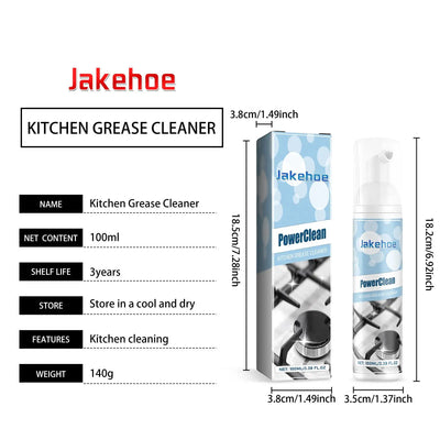 Jakehoe Kitchen Foam Degreaser Fast Penetration Dissolving Stains No Residue Restore Brightness Stubborn Oil Stain Remover 100ml