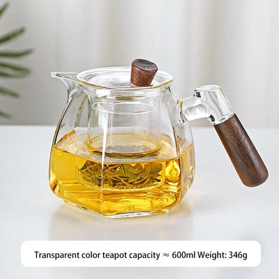 600ml Glass Teapot with Stainless Steel Tea Strainer High Heat Resistant Flower Kettle Kung Fu Tea Pots Teaware for Infusing Tea