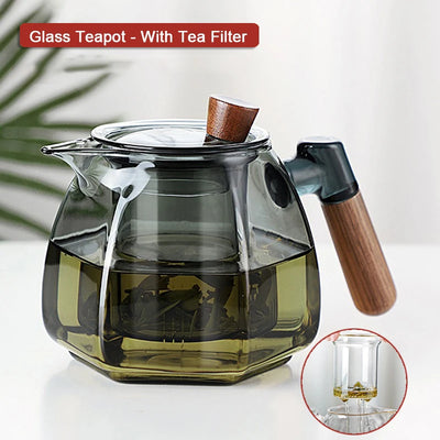 600ml Glass Teapot with Stainless Steel Tea Strainer High Heat Resistant Flower Kettle Kung Fu Tea Pots Teaware for Infusing Tea