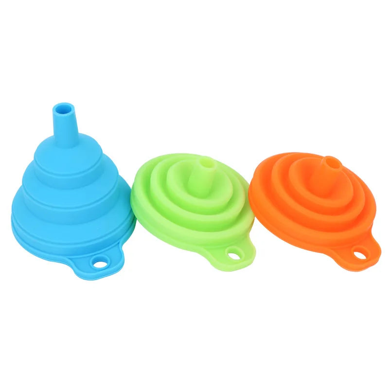 3 PC Silicone Collapsible Foldable Funnel Household Kitchen Cooking Tools Portable Wine Mini Portable Oil Pot Funnel