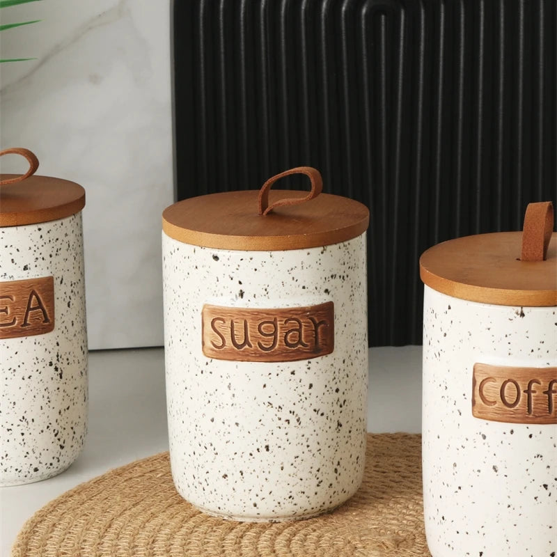 Ceramic Airtight Coffee Bean Jar Food Grade Moisture Proof Canister Kitchen Countertop For Coffee Lovers Christmas Gift Elegant