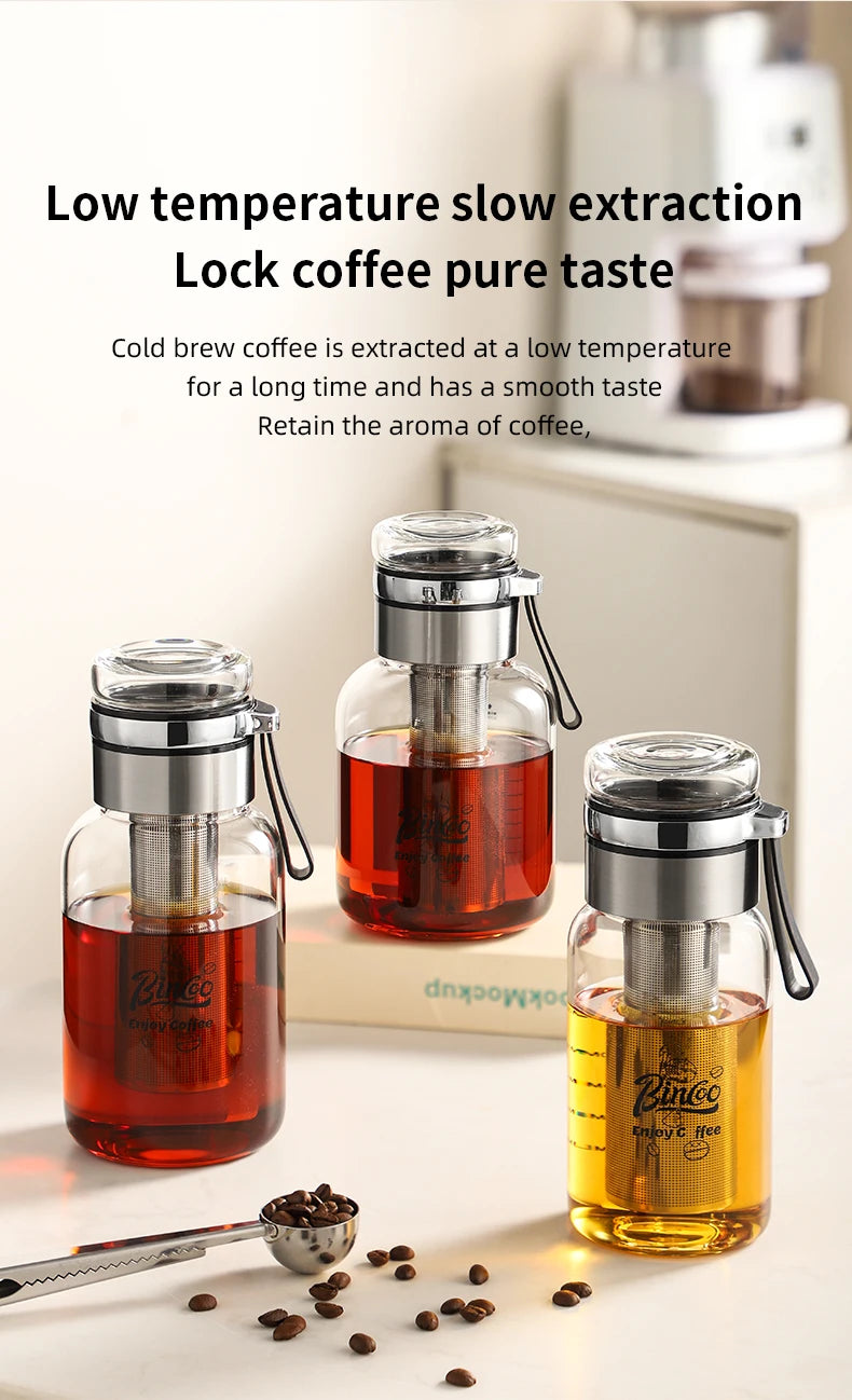 Bincoo Cold Brew Iced Coffee Maker Iced Coffee Maker Tea Infuser Airtight Cold Brew Pitcher Coffee Accessories Cold Brew System
