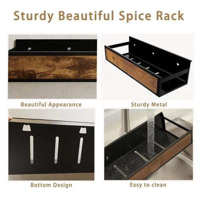 Rack Wall Mount 6 Pack, SpaceSaving Seasoning Organizer,Screw or Adhesive Hanging Spice Rack Organizer for Kitchen Cabinet and W