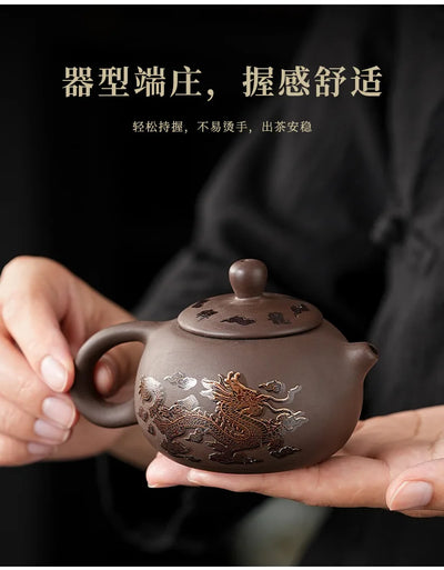 Purple Clay Travel Tea Set with One Pot And Four Cups Portable Outdoor Storage Quick Cup Kung Fu Style Small Gift Set