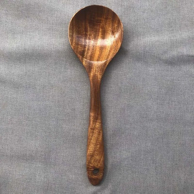 5pcs Wooden Utensil Set with Hanging Holes, Food Grade Spoons and Spatula 24-33.7cm, Non-Toxic Smooth Kitchen Tools for Cooking