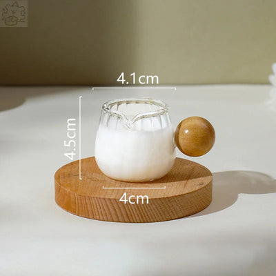 Coffee Milk Can 50/100/150ml Wood Handle Glass Espresso Measuring Cup