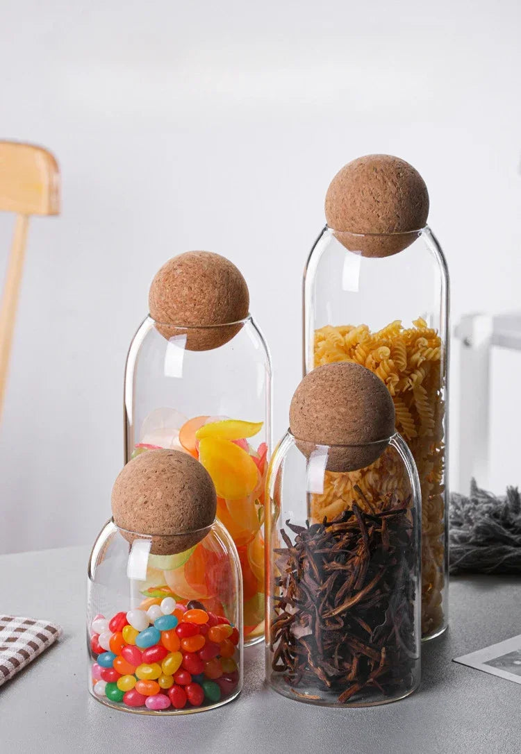 Sealed Jar Cork Stopper Glass Coffee Beans Dried Fruit Storage Box Kitchen Food Multigrain Storage Jar Creative Cork Tea Jar