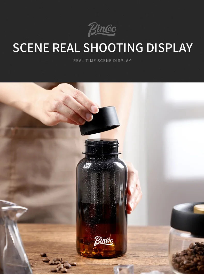 Bincoo 600ml Cold Brew Coffee Tea Maker with 300-Mesh Filter Leakproof Iced Drink Travel Tumbler BPA-Free Tritan Material