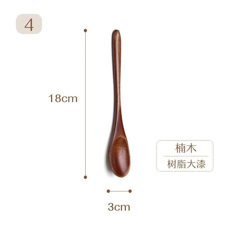 Natural Wood Spoon Bamboo Cooking Utensil Coffee Kitchen Teaspoon Tableware Accessories Spoon Teaspoons for Tea Stirring Spoons