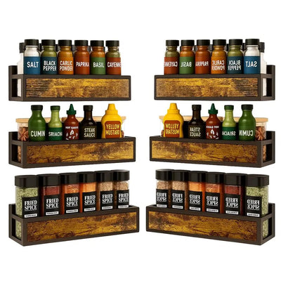 Rack Wall Mount 6 Pack, SpaceSaving Seasoning Organizer,Screw or Adhesive Hanging Spice Rack Organizer for Kitchen Cabinet and W
