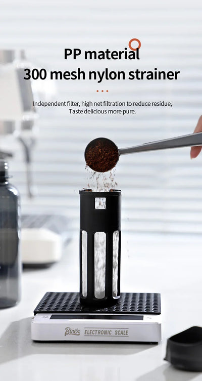 Bincoo 600ml Cold Brew Coffee Tea Maker with 300-Mesh Filter Leakproof Iced Drink Travel Tumbler BPA-Free Tritan Material