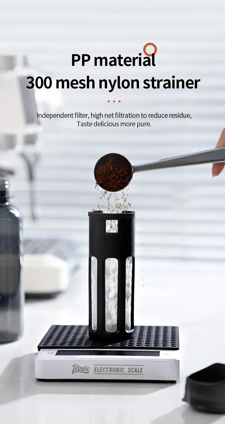 Bincoo 600ml Cold Brew Coffee Tea Maker with 300-Mesh Filter Leakproof Iced Drink Travel Tumbler BPA-Free Tritan Material