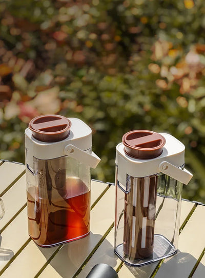1L Cold Brew Coffee Pot Ice Coffee Maker Cold Brew Jar Leak Proof Container Cold Brewed Fruit Tea Pot for Outdoor Camping Travel