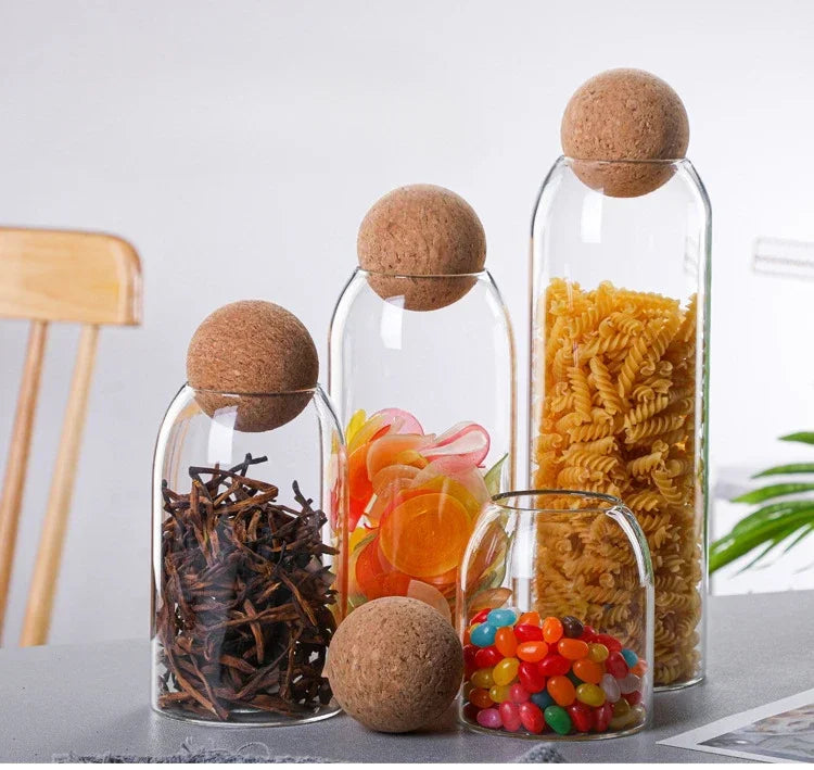 Sealed Jar Cork Stopper Glass Coffee Beans Dried Fruit Storage Box Kitchen Food Multigrain Storage Jar Creative Cork Tea Jar