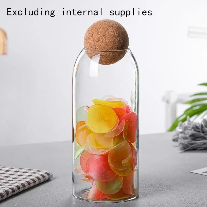 Sealed Jar Cork Stopper Glass Coffee Beans Dried Fruit Storage Box Kitchen Food Multigrain Storage Jar Creative Cork Tea Jar