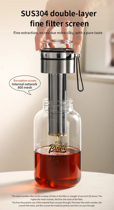 Bincoo Cold Brew Iced Coffee Maker Iced Coffee Maker Tea Infuser Airtight Cold Brew Pitcher Coffee Accessories Cold Brew System