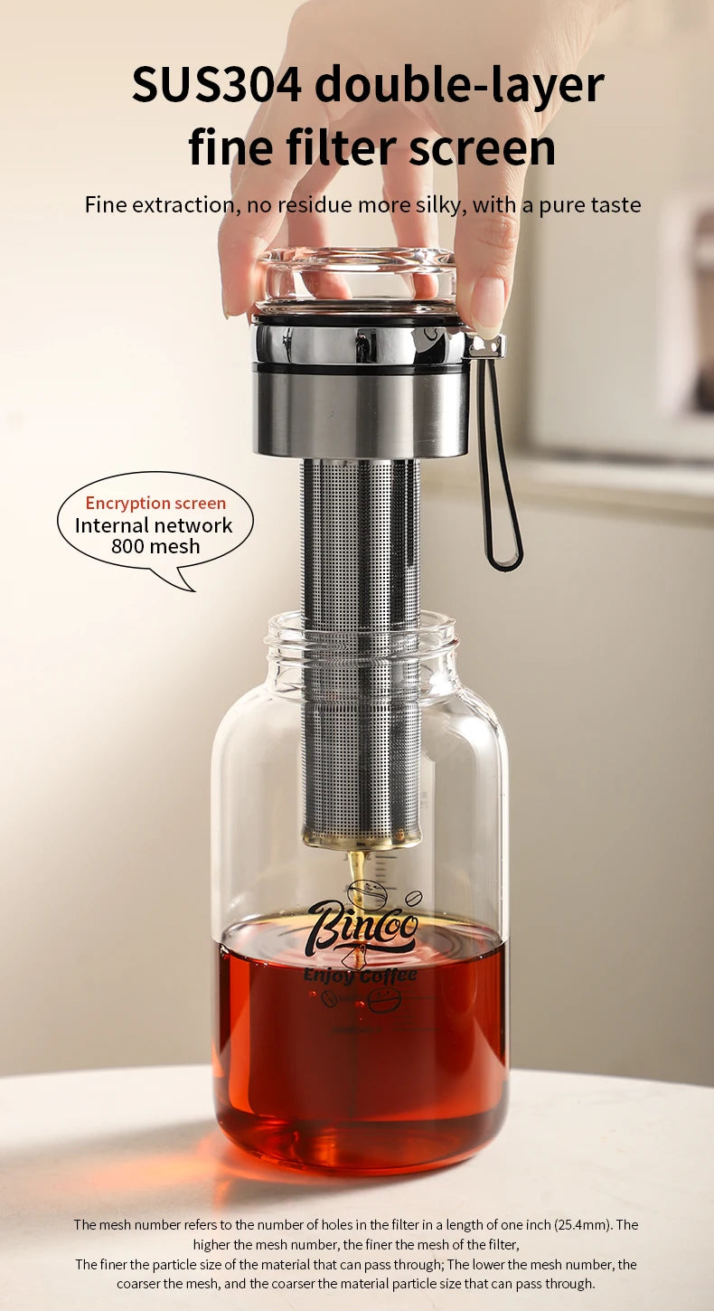 Bincoo Cold Brew Iced Coffee Maker Iced Coffee Maker Tea Infuser Airtight Cold Brew Pitcher Coffee Accessories Cold Brew System