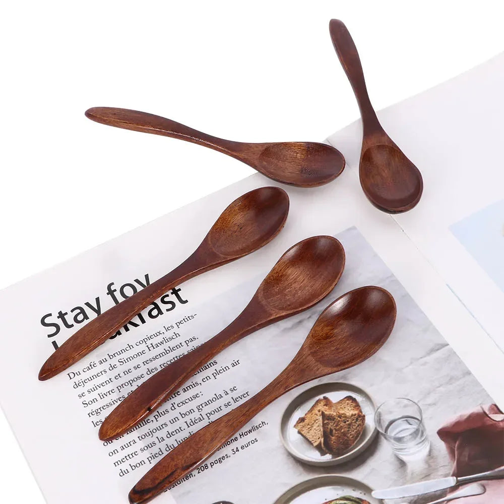 Natural Wood Spoon Bamboo Cooking Utensil Coffee Kitchen Teaspoon Tableware Accessories Spoon Teaspoons for Tea Stirring Spoons